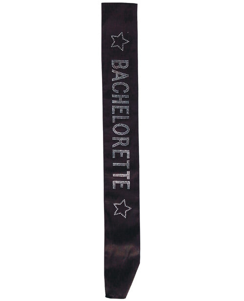 OMG International Bachelorette Sash Black Satin Crystal Embellishments Stars for Bachelorette Party
