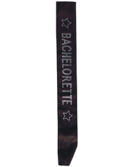 OMG International Bachelorette Sash Black Satin Crystal Embellishments Stars for Bachelorette Party