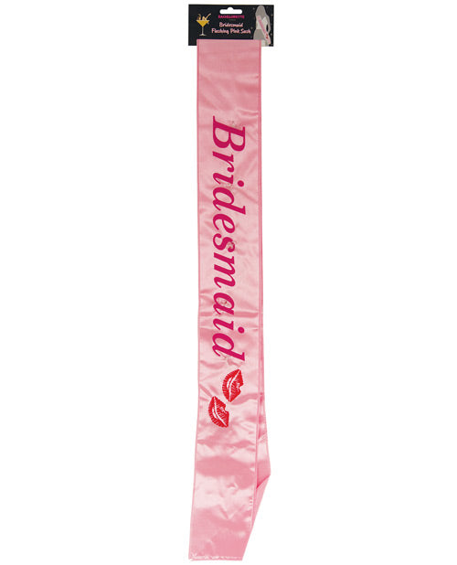 Flashing Pink Bridesmaid Sash with Kisses Print and Light-Up Detail