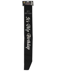 OMG International Bachelorette & Party Supplies Black Birthday Sash with Holographic Lettering and Clear Stones for Birthday Celebrations