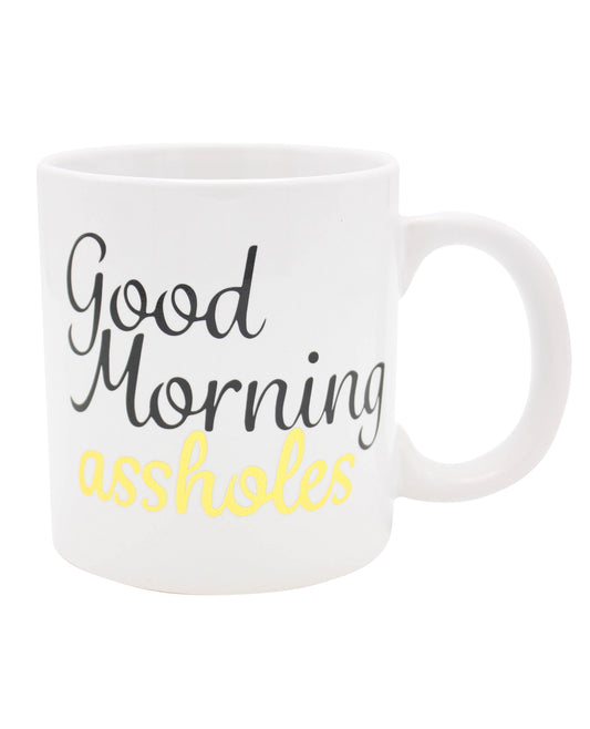 Island Dogs Novelty Mug with Good Morning Asshole Message and 22 oz Ceramic Design for Humorous Coffee Moments