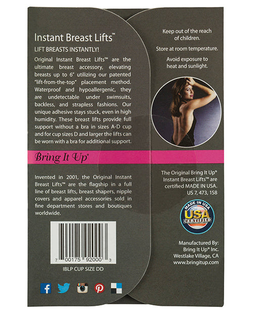 Bring it Up Plus Size Breast Lifts for DD Cup & Larger – Supportive Invisible Lifts, 3-Pack