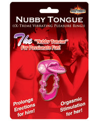 Vibrating Pleasure Ring with Nubby Tongue in Magenta Silicone