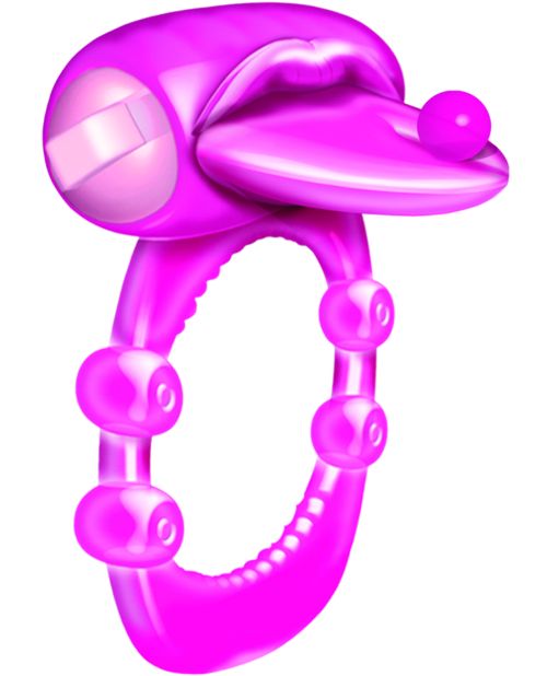 Pierced Tongue X-treme Vibrating Pleasure Ring Stimulator in Magenta