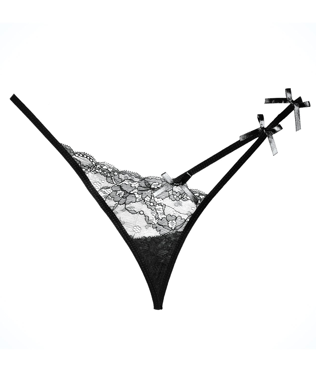 Adore Pixie Panty Black with Asymmetrical Lace and Strappy Accents