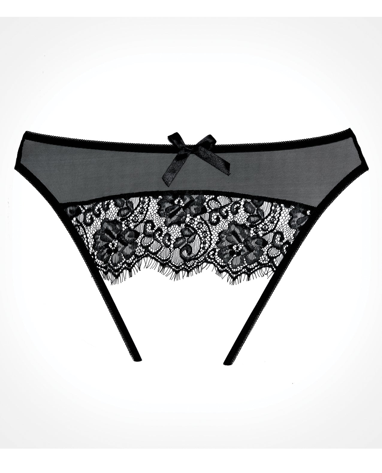 Adore Expose Open Back Lace Panty with Satin Bow in Black