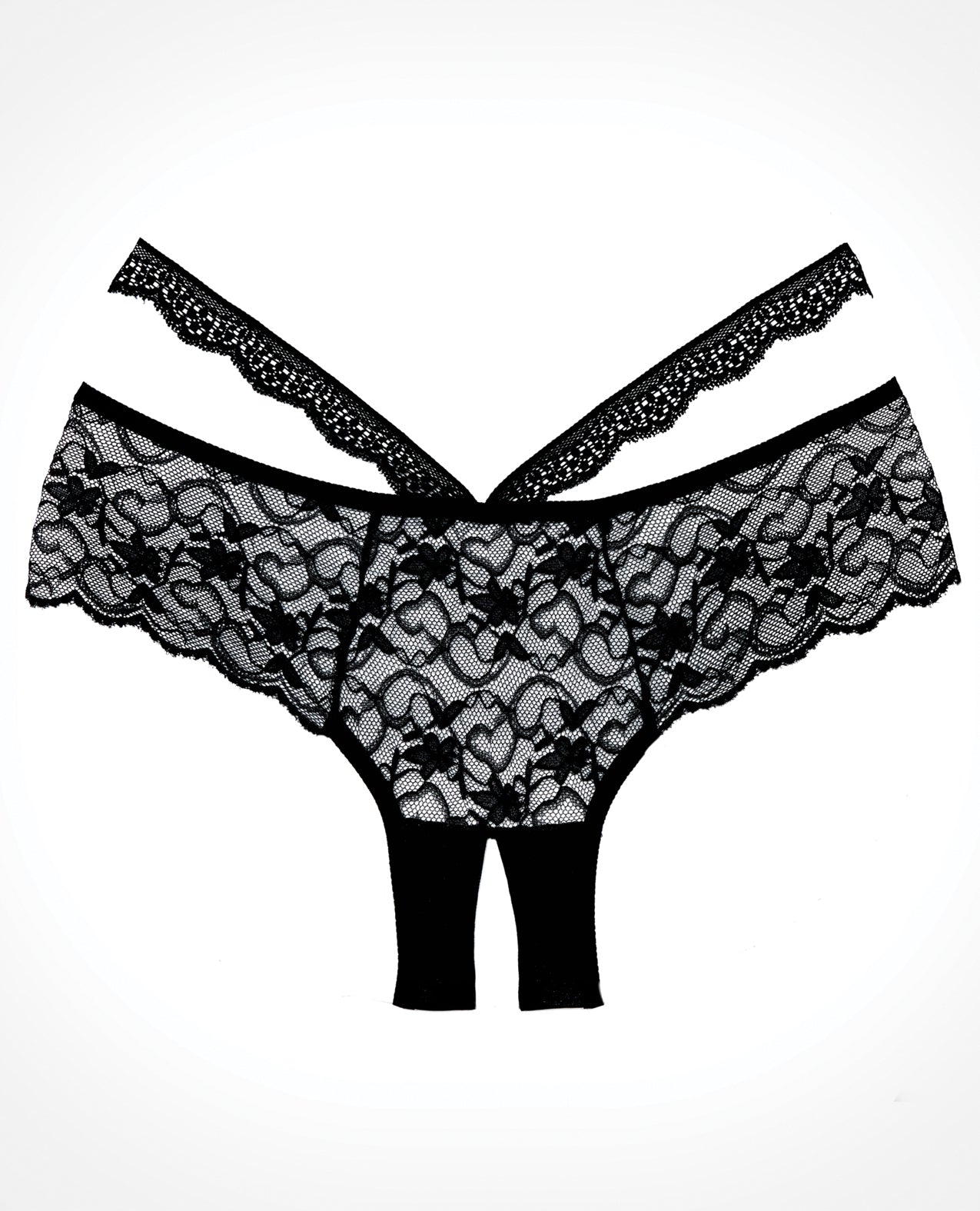 Heartbreaker Black Sheer Lace Panty with Strappy Waist Detail