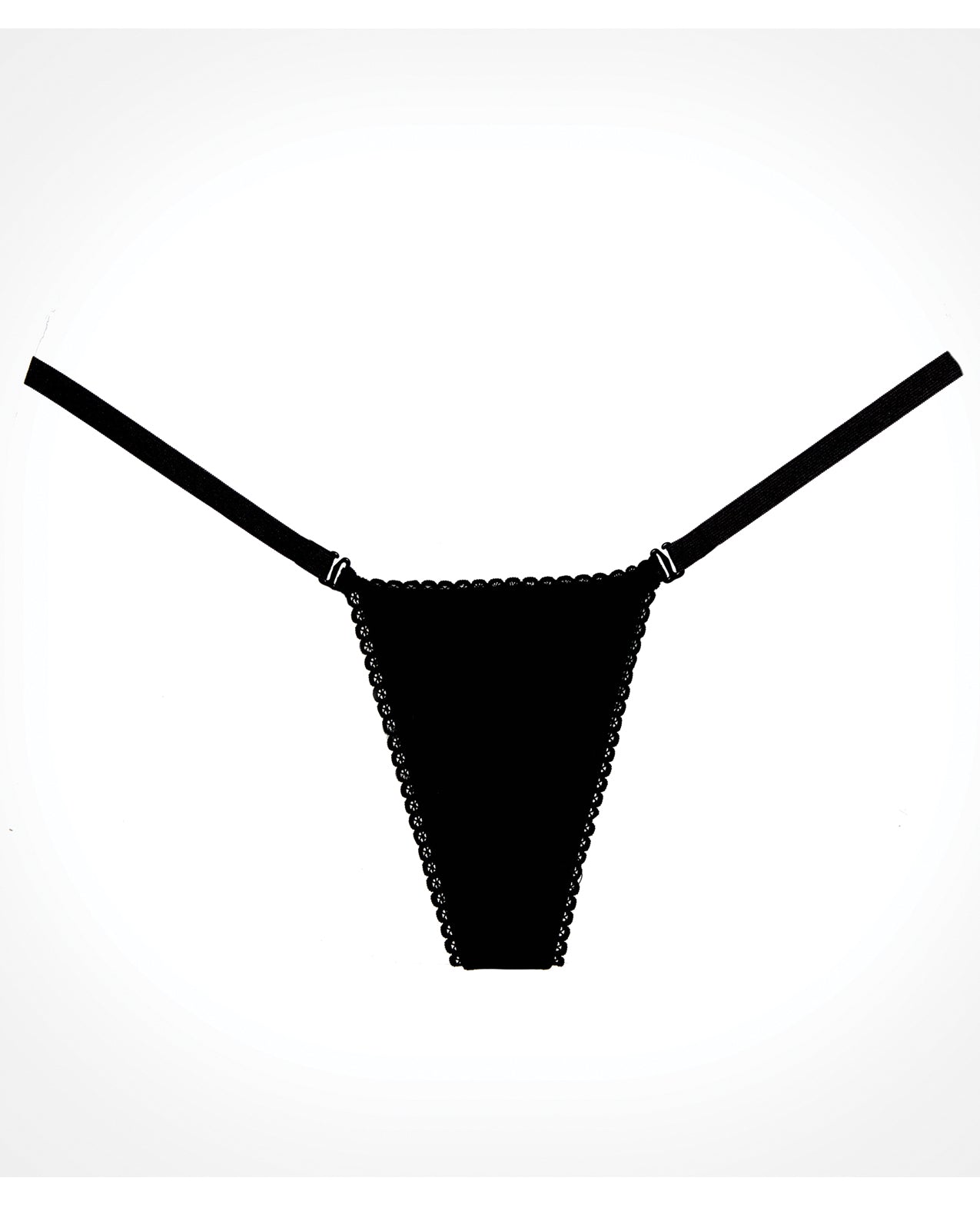 Black Velvet Strappy Panty with Semi-Sheer Crotch and Y-Back