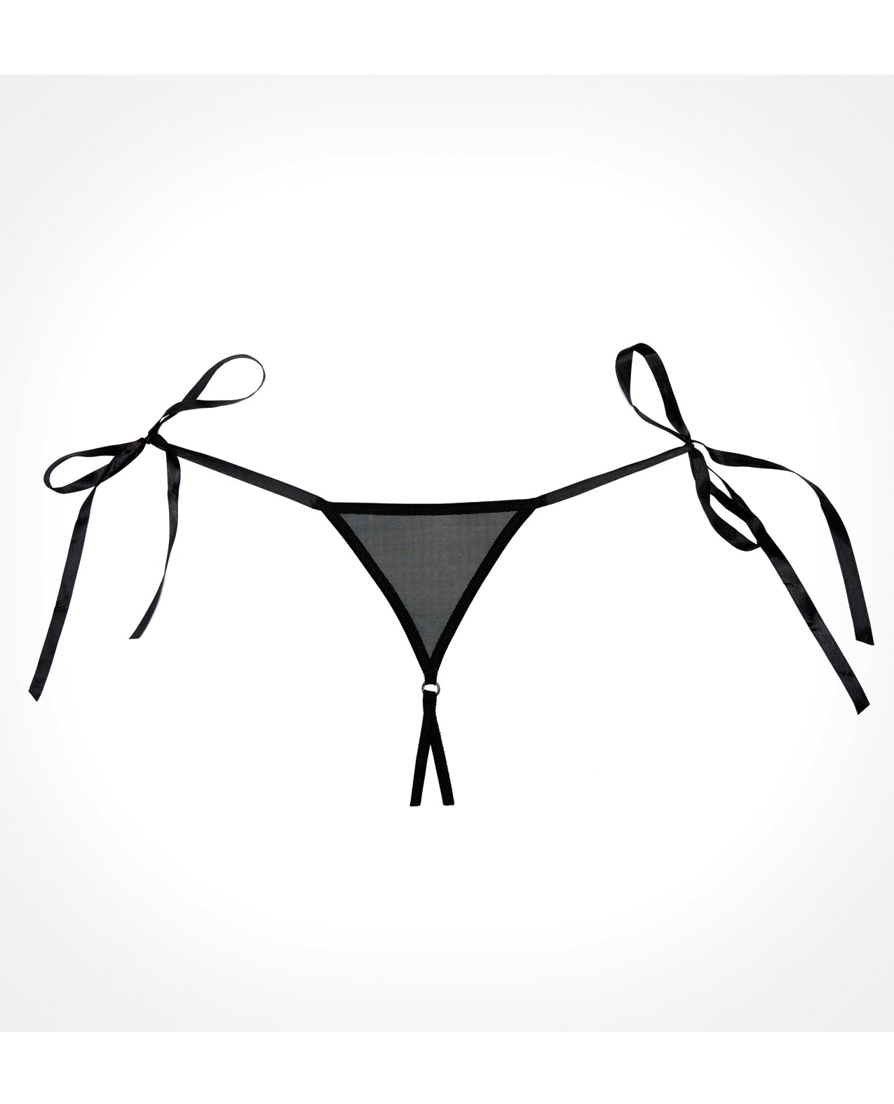 Adore Black Lace Open Crotch Panty with Satin Hip Ties