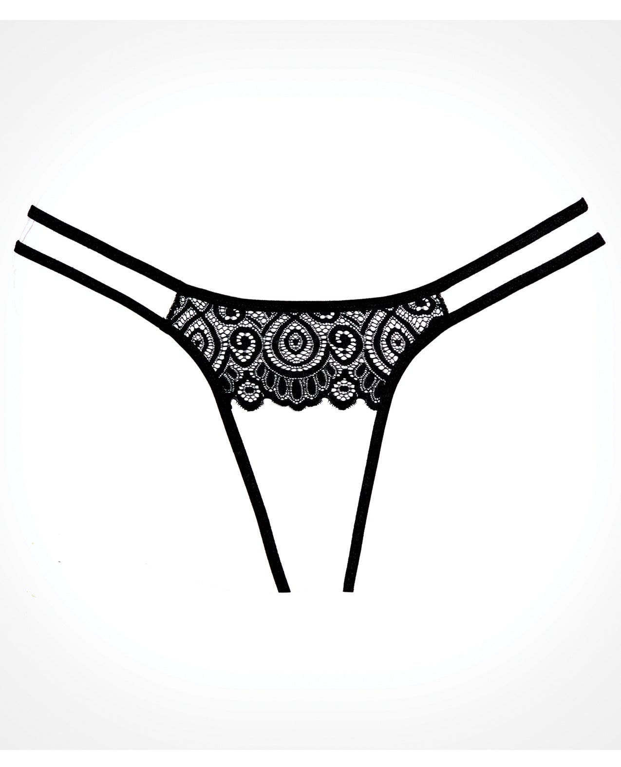 Adore Lovestruck Black Lace Panty with Peek-a-Boo Crotch and Open Back