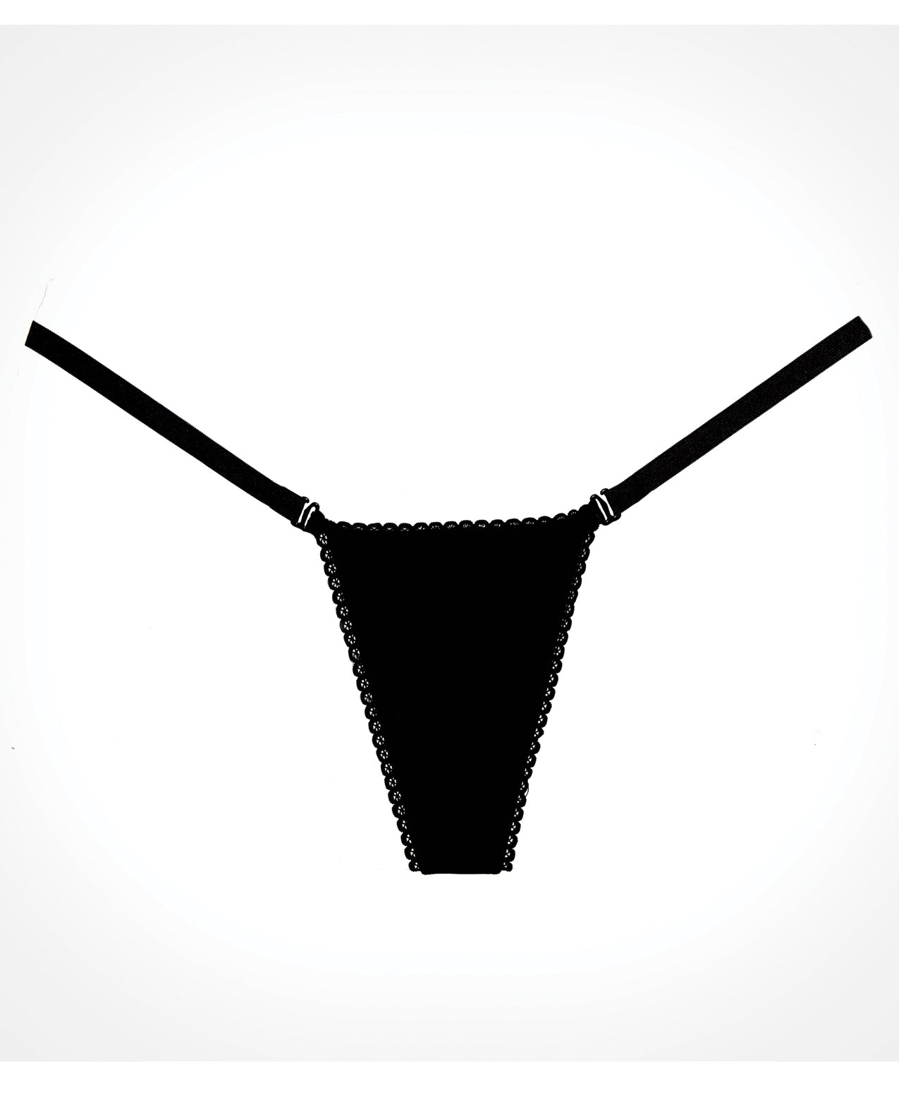Black Wetlook Panty with Double Hook Front and Y-Back Design