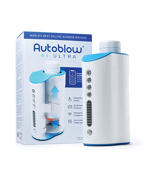 Autoblow Male Masturbator AI Ultra White Realistic Mouth Sleeve and Video Sync for Realistic Oral Experience