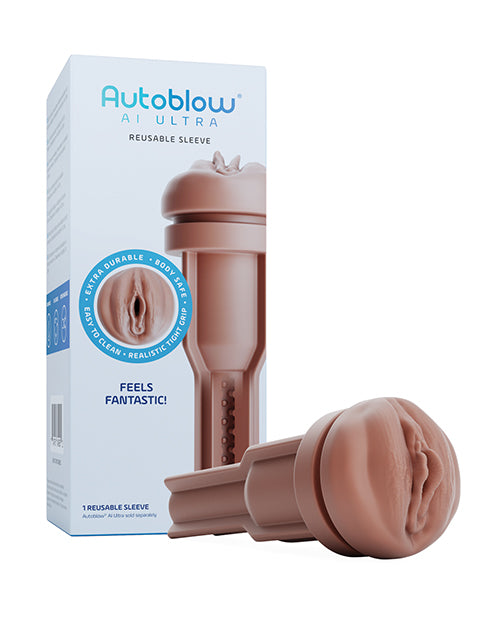 Autoblow Vagina Sleeve Brown Realistic Texture Interchangeable Design for Enhanced Pleasure