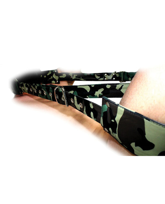 Sensual Sin Bondage Sling Camouflage Leather Padded Adjustable Straps for Secure Comfortable Restraint