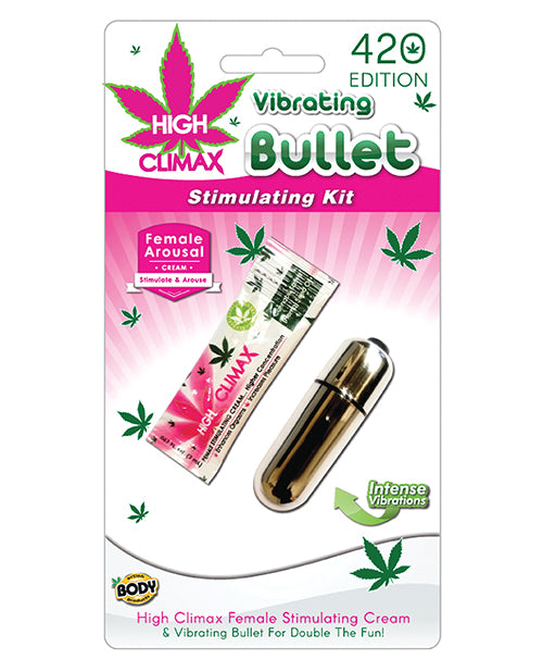 High Climax Stimulator Kit with Silver Vibrating Bullet and Hemp Seed Oil Cream for Enhanced Sensation