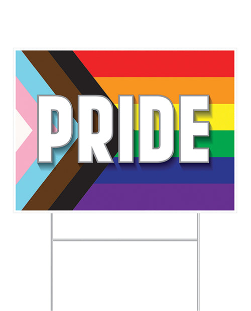 Beistle Plastic Pride Yard Sign with Rainbow Flag and Metal Stake for Outdoor LGBTQ+ Celebration