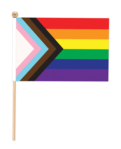 Beistle Fabric Pride Flag with wooden ball-tipped stick and vibrant colors for LGBTQ+ events and celebrations