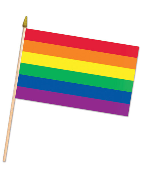 Beistle Rainbow Fabric Flag with Wooden Pole and Vibrant Colors for LGBTQ Pride Parades