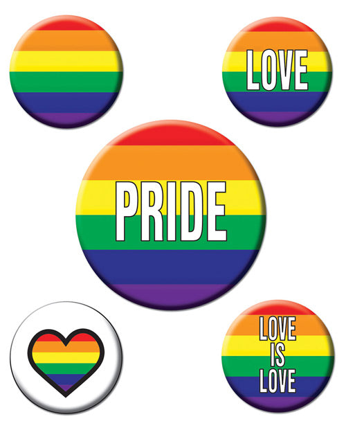 Beistle Pride Party Buttons Set Rainbow Designs and LGBTQ+ Slogans for Pride Event Support