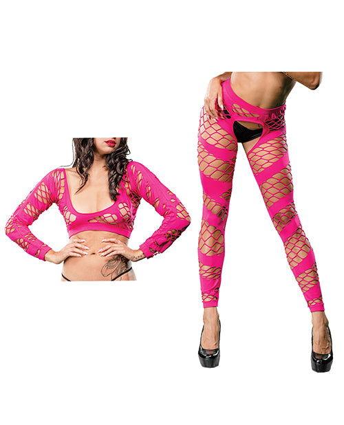 Beverly Hills Naughty Girl leggings pink mesh fishnet convertible crotchless for versatile lingerie wear