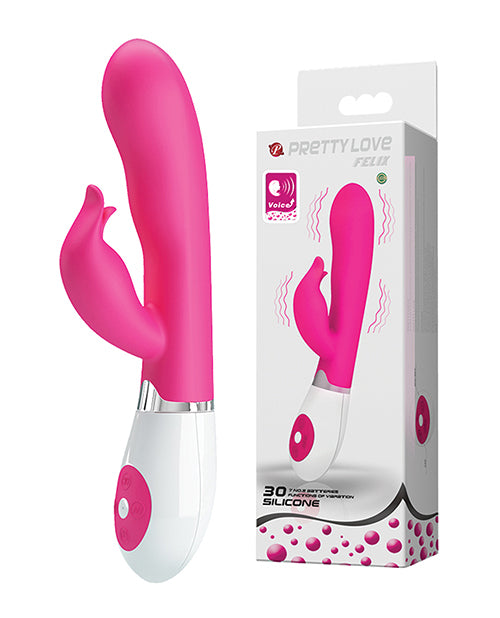 Pretty Love Vibrator Silicone Voice-Controlled Pink Rabbit with 30 Modes for G-Spot and Clitoral Stimulation