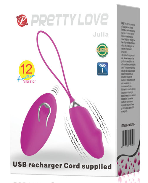 Pretty Love Stimulator Julia Egg Vibe 12 Vibrations Remote Control for Discreet Couple or Solo Stimulation