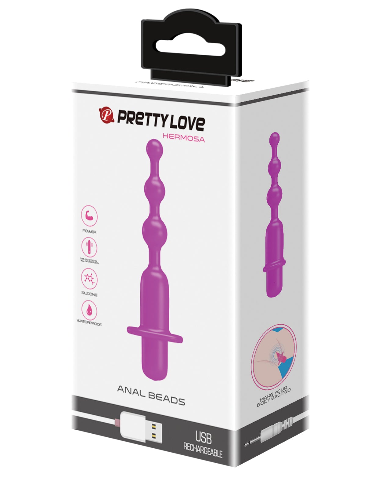 Pretty Love Anal Beads Vibrator 12 Vibration Modes Soft Silicone Graduated Bubbles for Comfortable Anal Stimulation