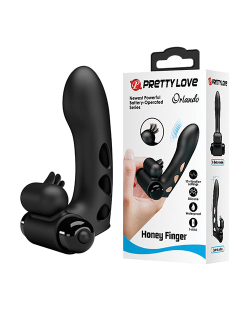 Pretty Love Finger Sleeve Vibrator Compact Black Silicone Vibrating Stimulation for Targeted Pleasure