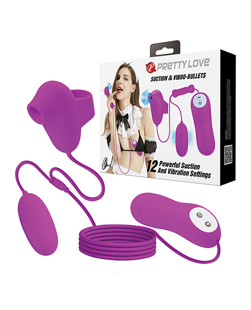 Pretty Love Stimulator Dual Suction and Vibrating Clitoral Bullet in Fuchsia for Enhanced Intimate Stimulation