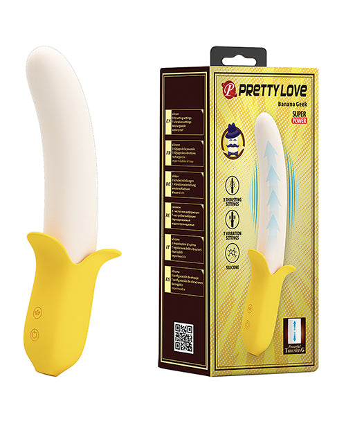 Pretty Love Vibrator Banana Geek Silicone Multi-Function Thrusting Rechargeable for Clitoral and Vaginal Stimulation