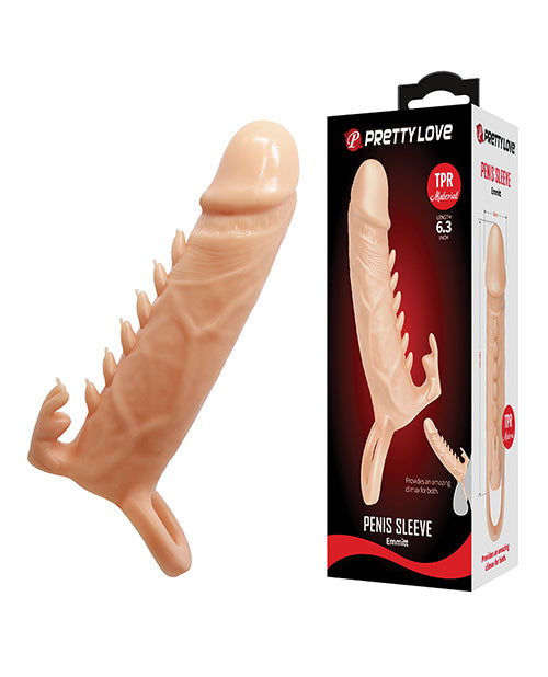 Pretty Love Penis Enhancement Sleeve with Textured Ribbed Surface and Rabbit Stimulator for Prolonged Performance