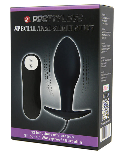 Pretty Love Anal Plug Black Silicone Slim Tapered Vibrating Design for Beginner and Advanced Anal Stimulation