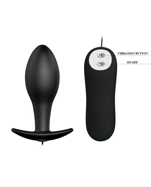 Black Bulb-Shaped Vibrating Anal Plug with 12 Functions by Pretty Love