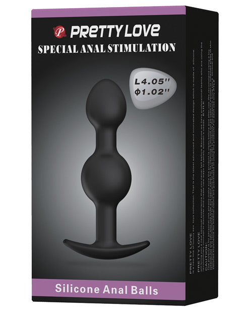 Pretty Love Anal Plug body-safe silicone weighted balls waterproof black for enhanced anal sensation