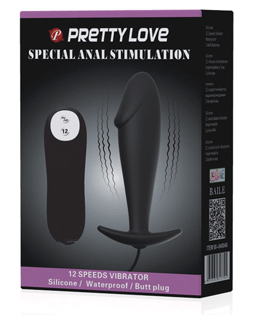 Pretty Love Anal Products Vibrating Silicone Butt Plug with Curved Design for Targeted Stimulation