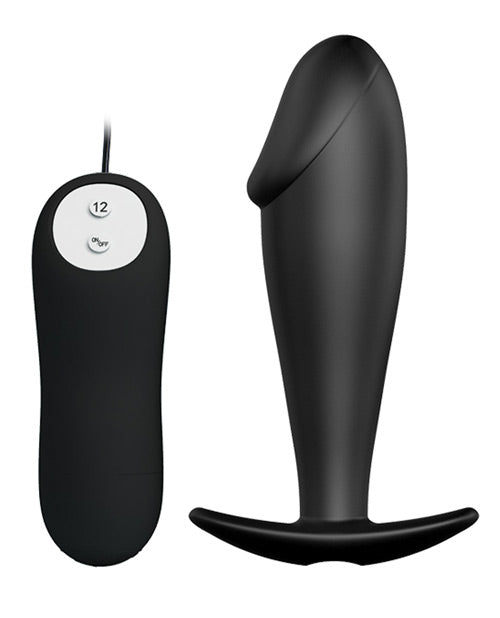 Pretty Love Vibrating Silicone Butt Plug with 12 Vibration Settings - Black