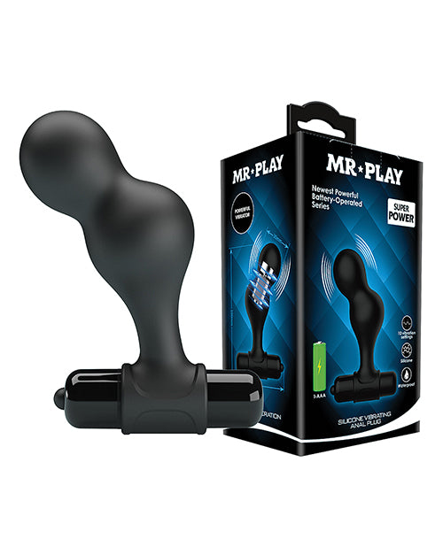 Mr. Play Anal Vibro Plug silicone vibrating butt plug with blue bullet for secure and pleasurable anal stimulation