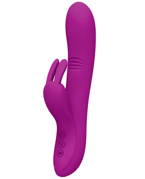 Pretty Love Dylan Bunny Ears Rechargeable Rabbit Vibrator with Come Hither Motion - Fuchsia