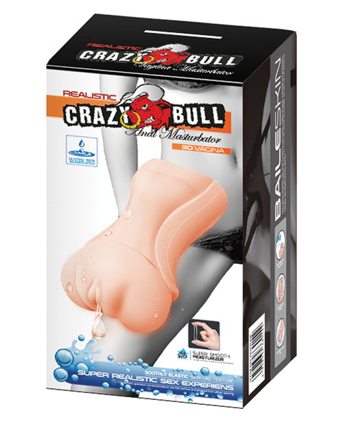 Crazy Bull Vagina Masturbator Sleeve Realistic Textured Tunnel Ivory for Male Pleasure
