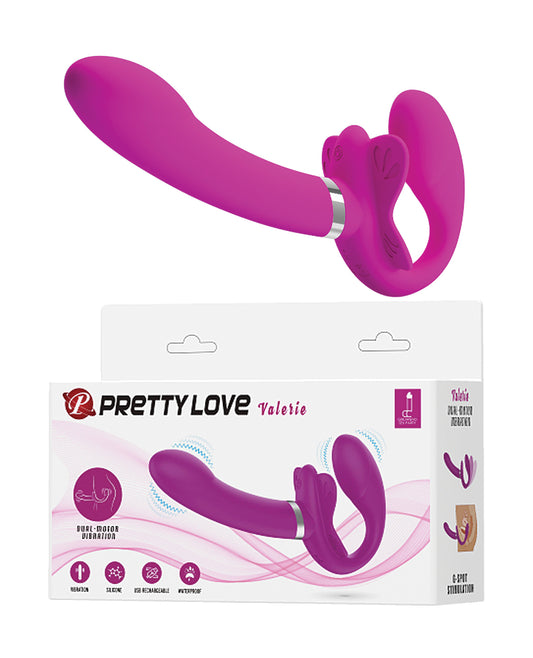 Pretty Love Strapless Strap-On Vibrating 12 Modes Dual Stimulation Silicone for Couples Intimate Play