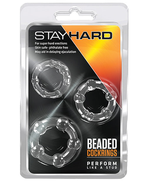 Stay Hard Cock Rings 3 Pack Stretchy Beaded TPE Penis Enhancement for Stronger Erections