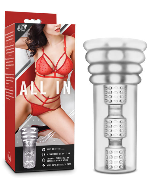 M for Men Masturbator Stroker Clear Multi-Chamber Open Ended Design for Intense Sensation