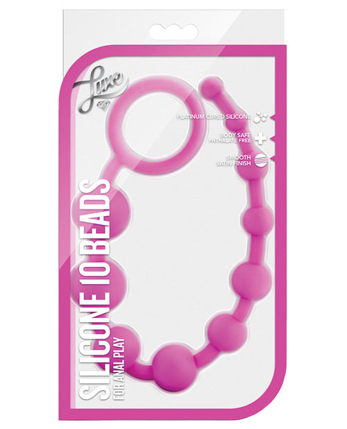Luxe Silicone Anal Beads with Graduated Design and Looped Handle for Comfortable Anal Play
