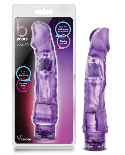 B Yours Vibrator Purple 9-Inch Realistic Multi-Speed Waterproof Design for Personal Pleasure