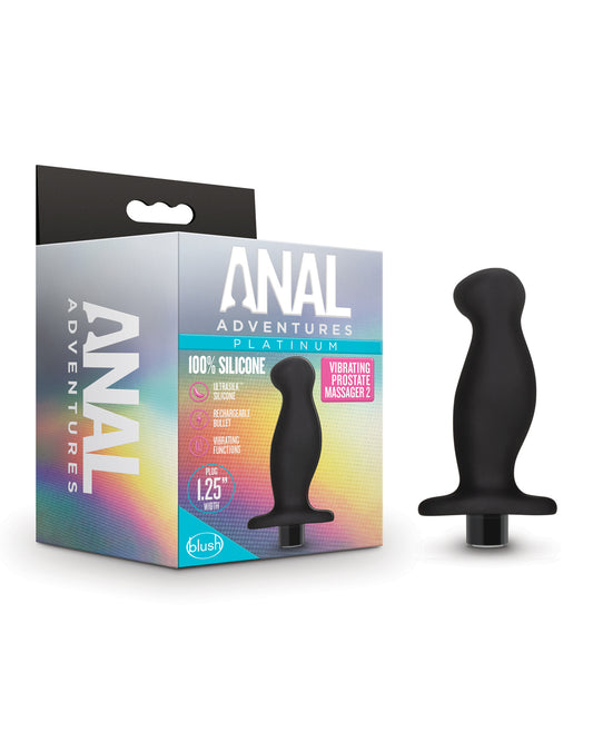 Anal Adventures Prostate Massager Silicone Curved Design 10-Function Vibration for Enhanced Anal Stimulation