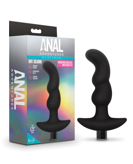 Anal Adventures Prostate Massager Platinum Silicone 10-Function Vibrating Bullet for Prostate Stimulation