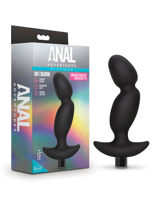 Anal Adventures Prostate Massager Platinum Silicone Vibrating Plug with Wavy Curves and Rechargeable Bullet for Intense Prostate Stimulation