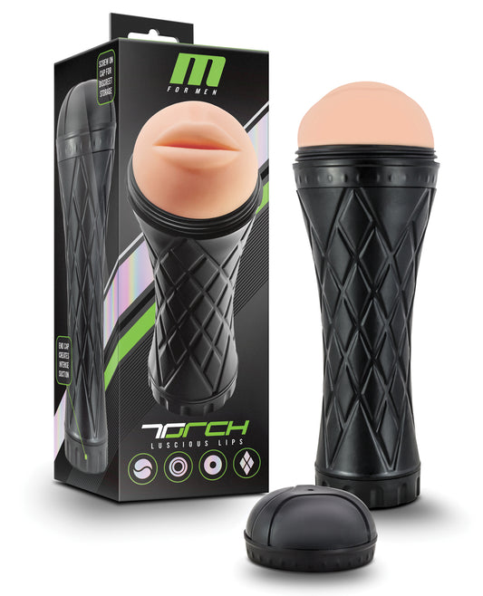 M for Men Male Masturbator Realistic Vanilla Lips Ribbed Canal and Discreet Canister for Solo Pleasure