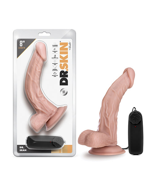 Dr. Skin Dildo Curved Vibrating Dong Suction Cup Harness Compatible for G-spot and Prostate Stimulation