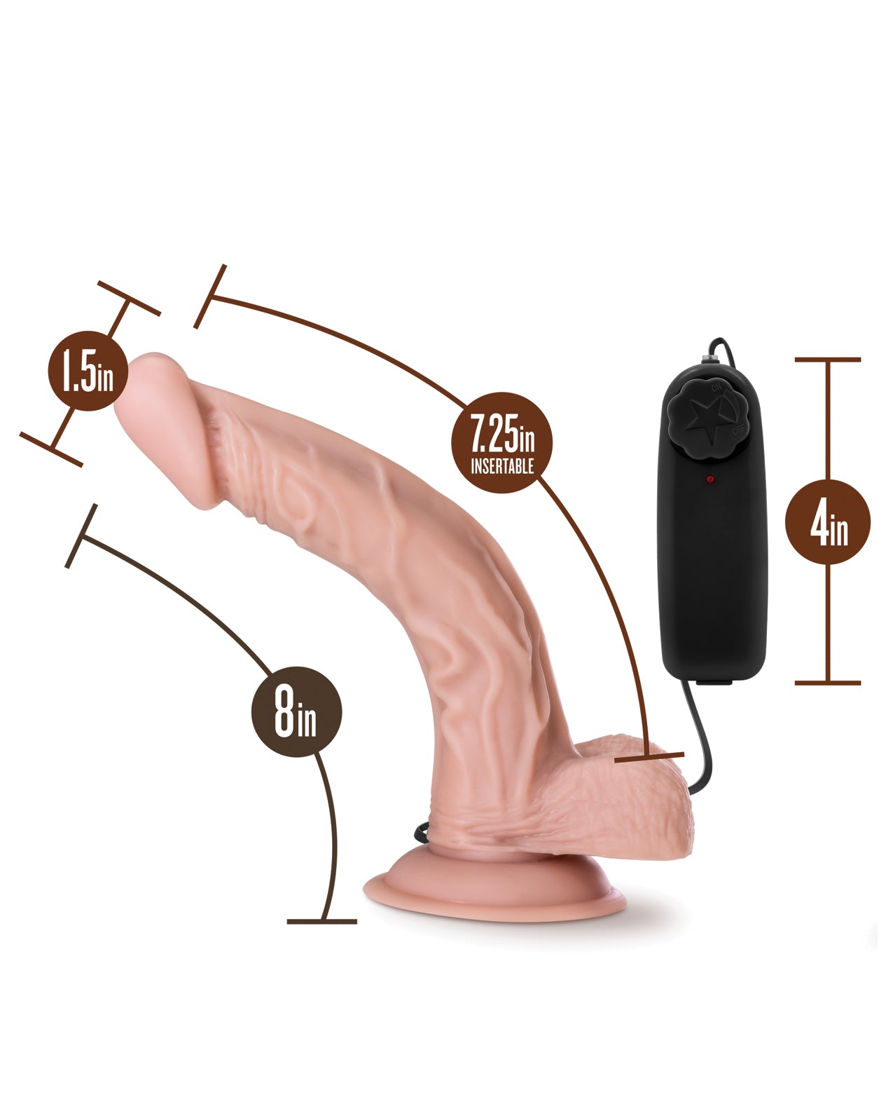 Dr. Skin Dr. Sean 8-Inch Vanilla Dong with Vibrating Curve and Suction Cup